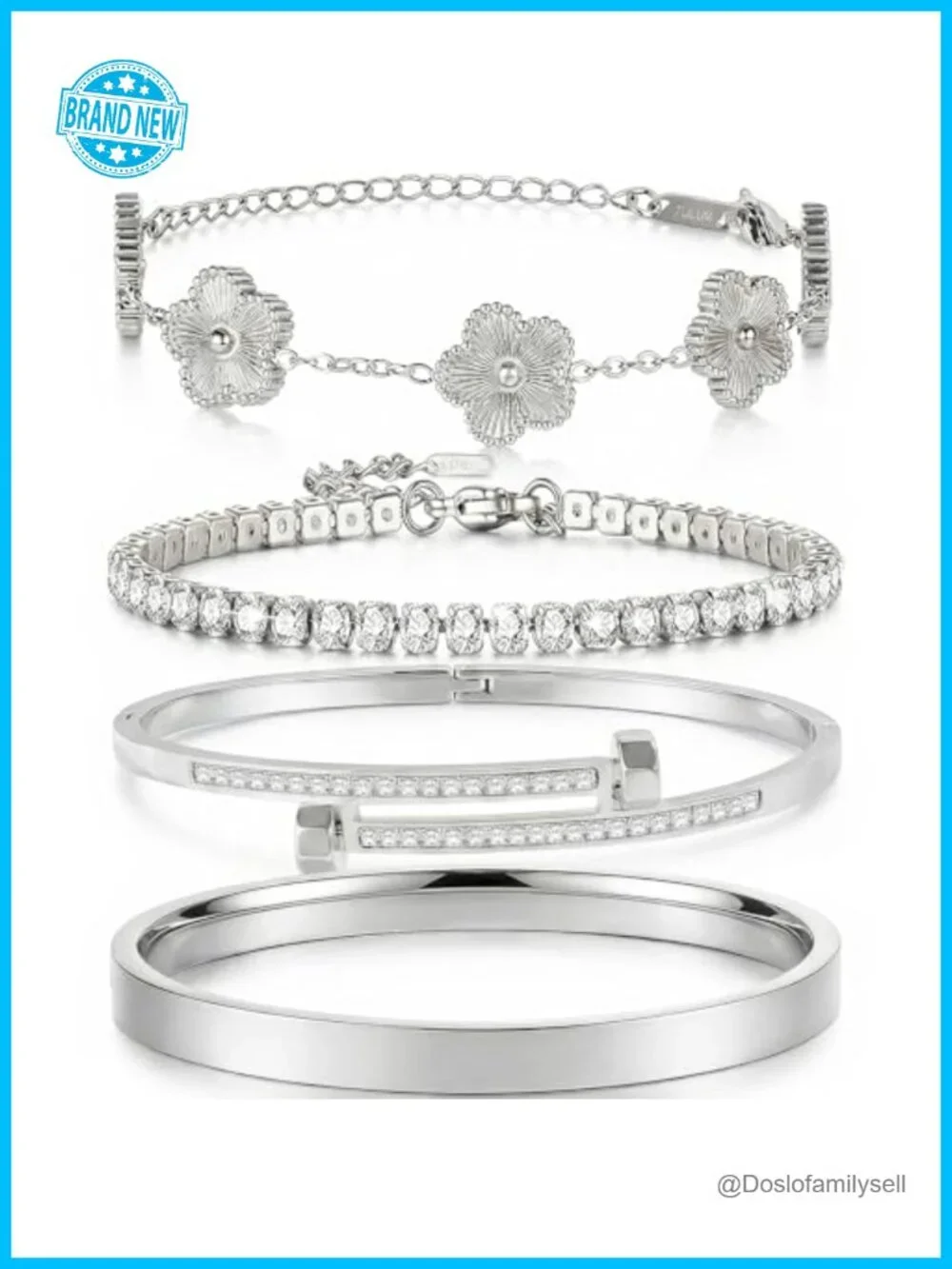 4Pcs Gold Plated Bangle Bracelet Stack Set for Women